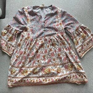 Hayden Girls Multicolor Floral Bell Sleeve Dress